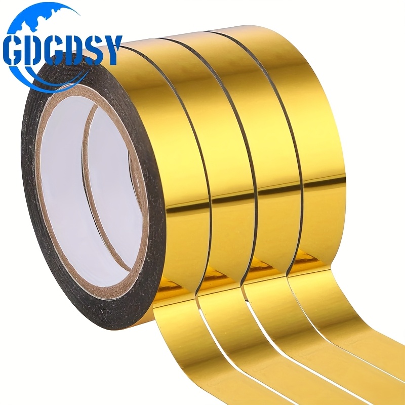 

4 Rolls, Golden Metallic Washi Mirror Tape, Diy Golden Tape, Self Adhesive Metalized Polyester Film Tape, For Crafts Decoration And Gifts Wrapping (1/2 Inch X 110 Yards)