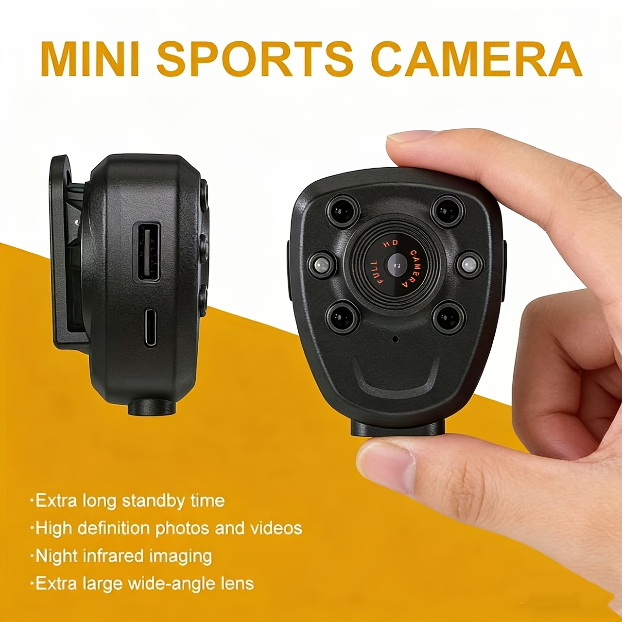 mini hd tragbare körperkamera, mit nachtsichtunterstützung, audio-video-rekorder, haustier-lebensdokumentationskamera, tragbares leichtes design für outdoor-sport, reisen den  