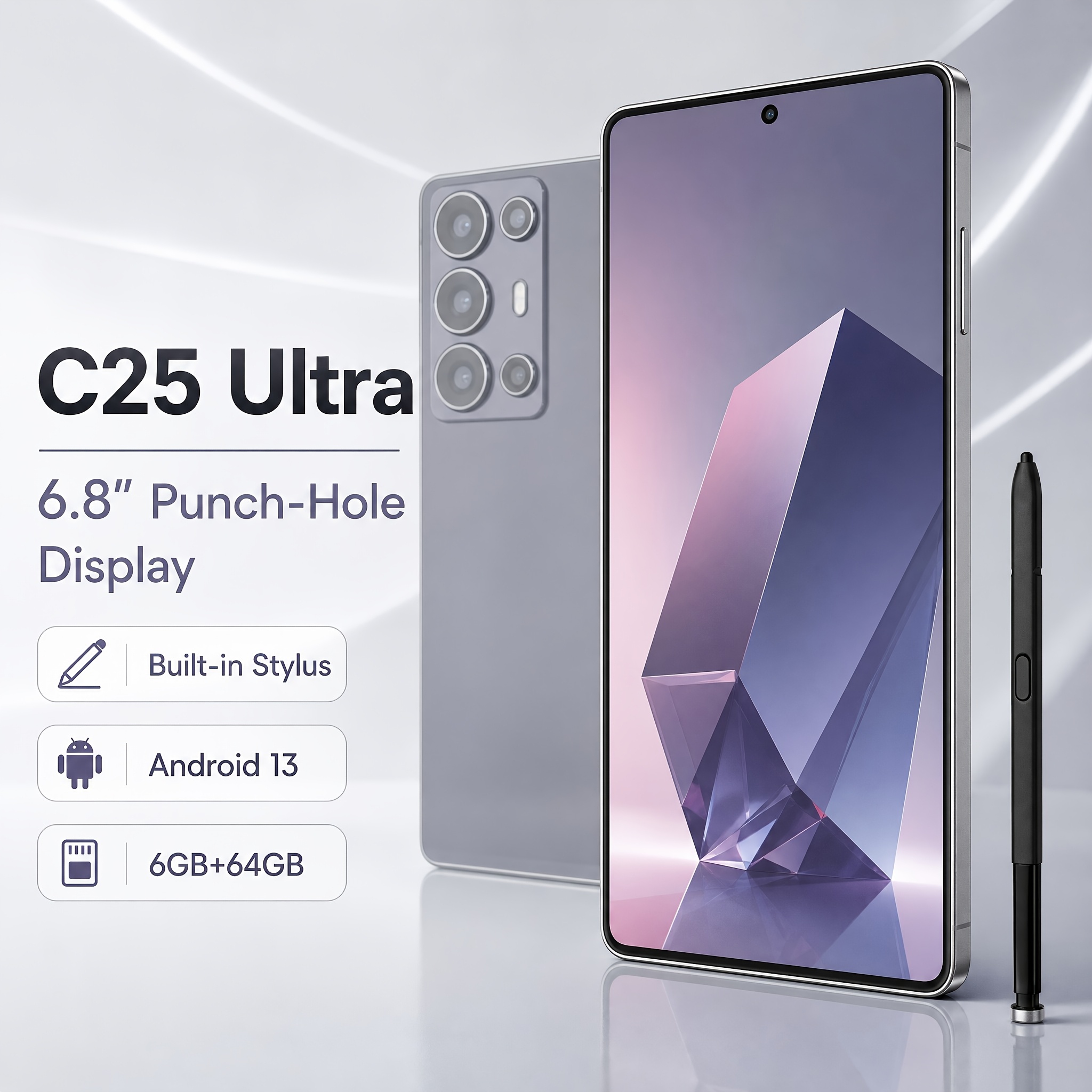 C25 Ultra 6.8インチ 64GB スマートフォン c25 ultra smartphone 6gb+64gb, 6.8-inch high-definition large