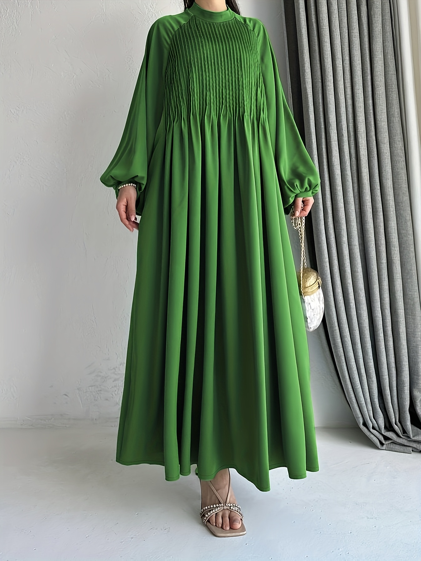 ladies middle eastern muslim elegant solid color long dress - Temu