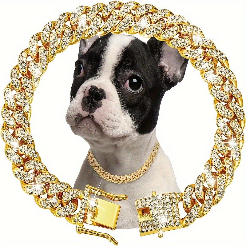 TEMU Stainless Steel Cartoon Pattern Dog Chain Necklace, Pet Jewelry Collar Pendant For Medium To Large Dogs - Heavy Duty Metal Accessory