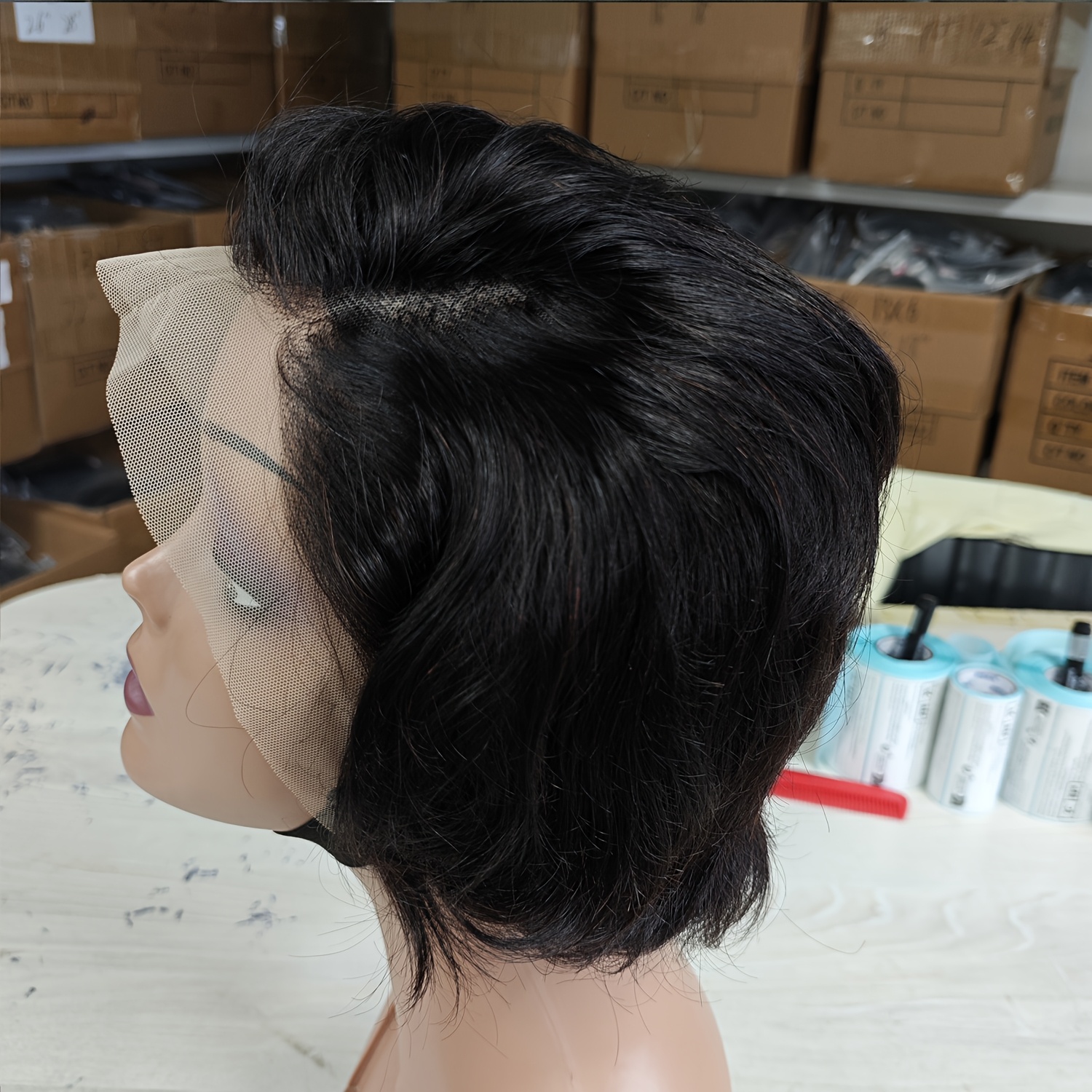 TEMU Peluca Bob Corto, Pelucas Liso Frontal de Encaje, Peluca Cut para Mujer, Elegante Peluca Cut Corta, Pre Depilada con Baby Hair, Pelucas Frontal