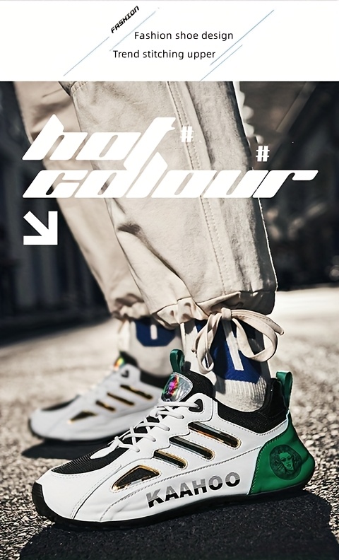 Tenis casuales bajos unisex Dulshaeruo KAAHOO - Ligeros y transpirables de malla y sintético, combinación de colores verde vibrante/rojo/beige/negro, punta redonda cómoda y suela de goma acolchada para caminar, trotar y atuendo casual en primavera/verano, zapatos cómodos, diseño deportivo, construcción duradera, calzado con cordones, moda urbana, forro de tela, calzado versátil, estilo de vida activo