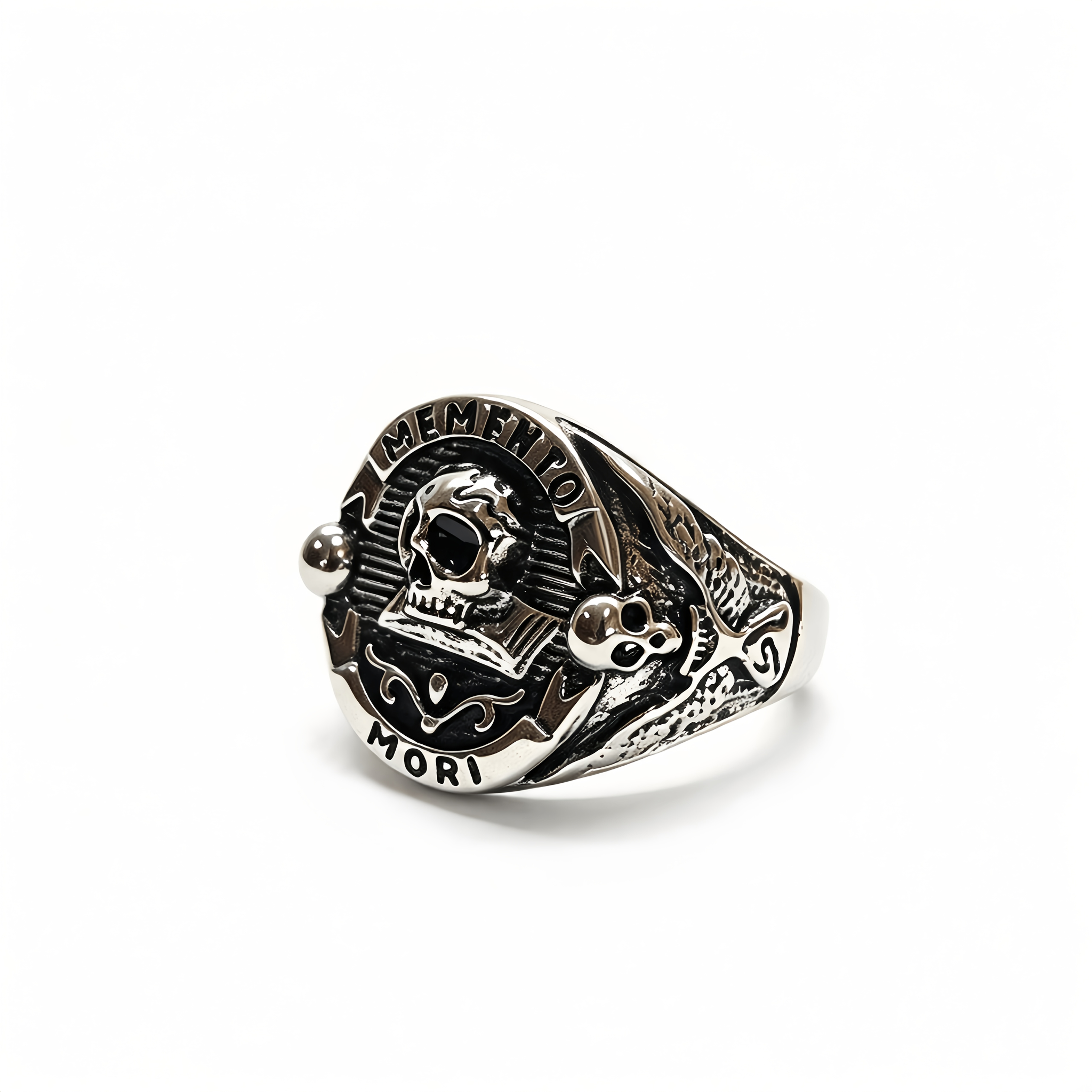 TEMU 1pc Vintage Gothic Alloy Skull Book Ring Men Punk Carved Biker Statement Jewelry Actual Product May Slightly From Images