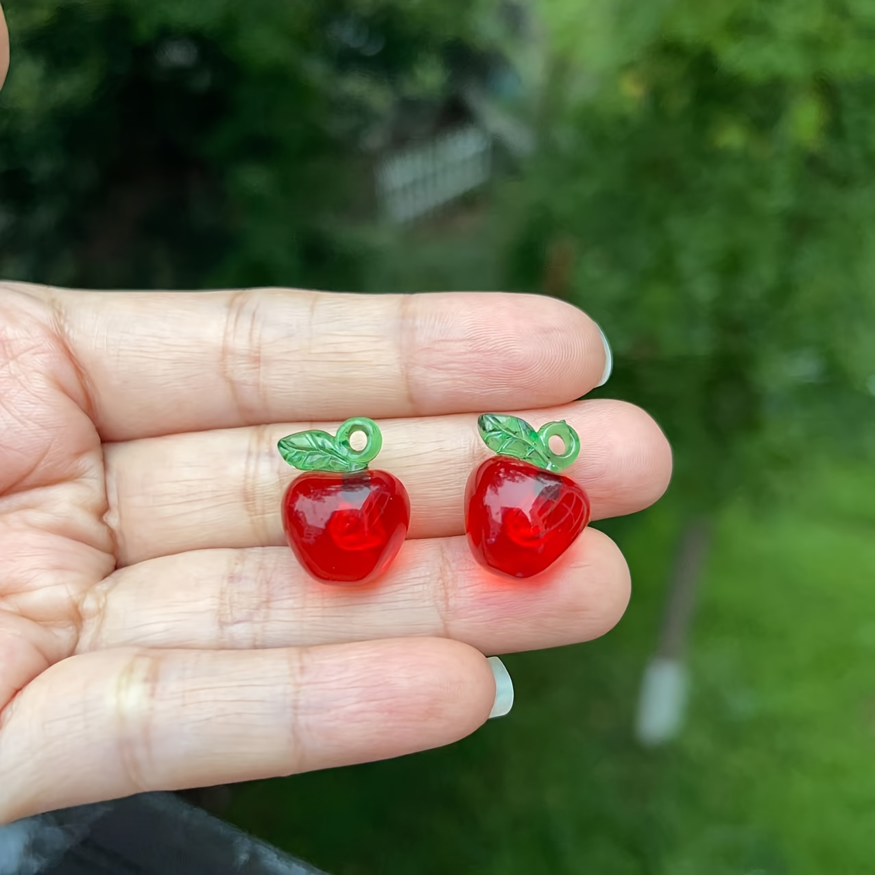 

10pcs Acrylic Red Charms, Cherry Pendants For Making, With Necklaces, Bracelets, Straps, For Family And Holiday Gifts