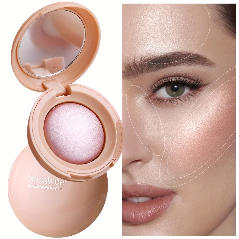 Monochrome Face Brightening Highlighter - 6 Colors, Lightweight Non-Greasy Glitter Powder with Subtle Shimmer, High Quality & Lightweight Formula for All Light Beige Tones, Ideal Valentine's Day Gift, Light Beige Brightening | Sleek Compact Design | High Quality Makeup