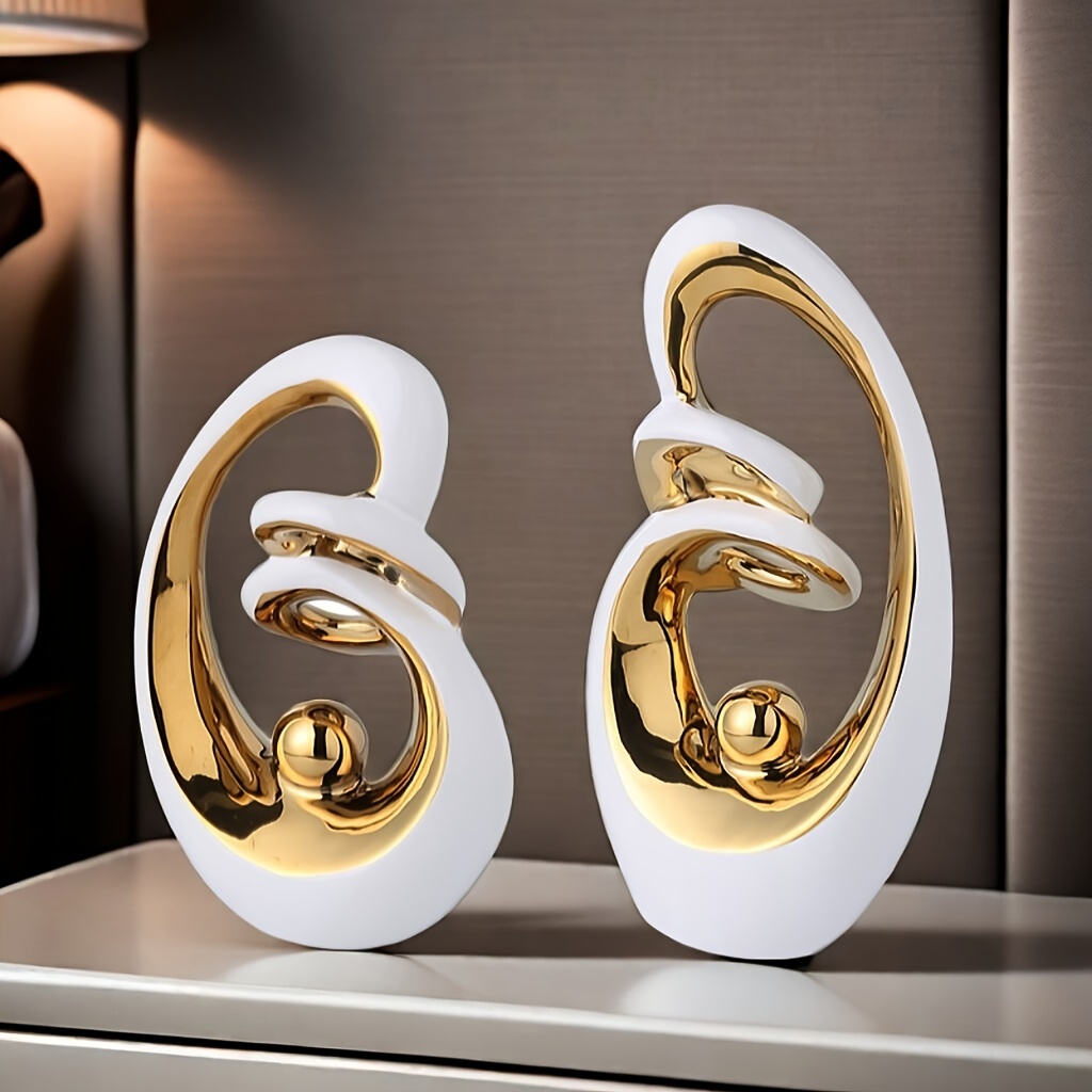 Elegant Ceramic Abstract Art Set - 2-Piece Modern Home Decor