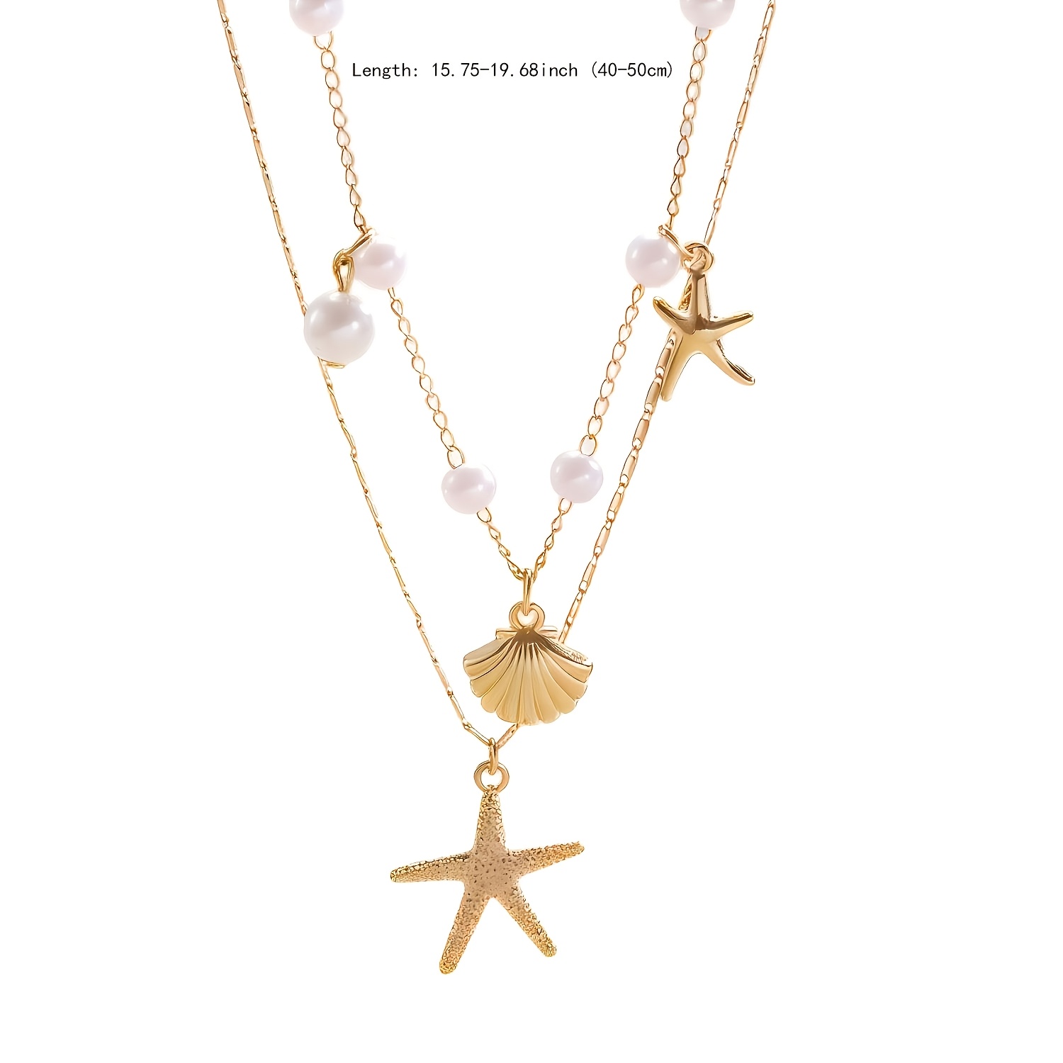 Women's Golden Layered Beach Necklace for Summer