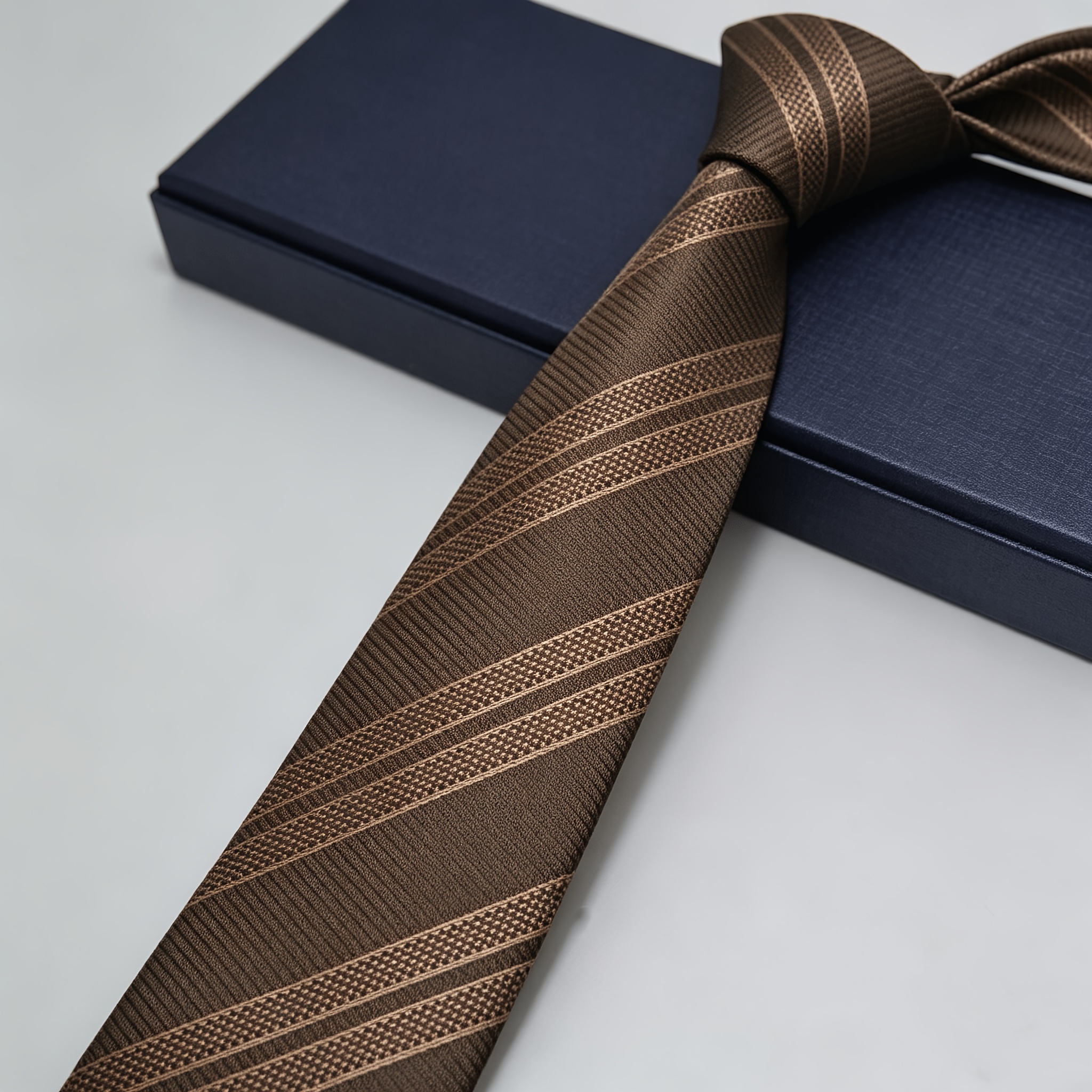 TEMU Solid Color Twill Hand-tied Necktie For Men, Business Suit Tie, 8cm Wide Jacquard Formal Interview Work Tie