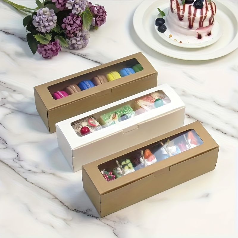 

12pcs Macaron Gift Boxes With Clear Window - Kraft & White, Desserts, Cookies, Cupcakes | Ideal For Birthdays, Weddings, Anniversaries & More