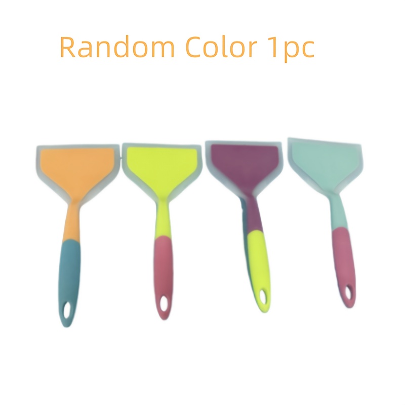 Image of Random Color Silicone Spatula For Pans Bbq Griddle - Wide Mouth Flipper For Pizza Steak Pancake Cooking Tool Heat Resistant Kitchen Utensil