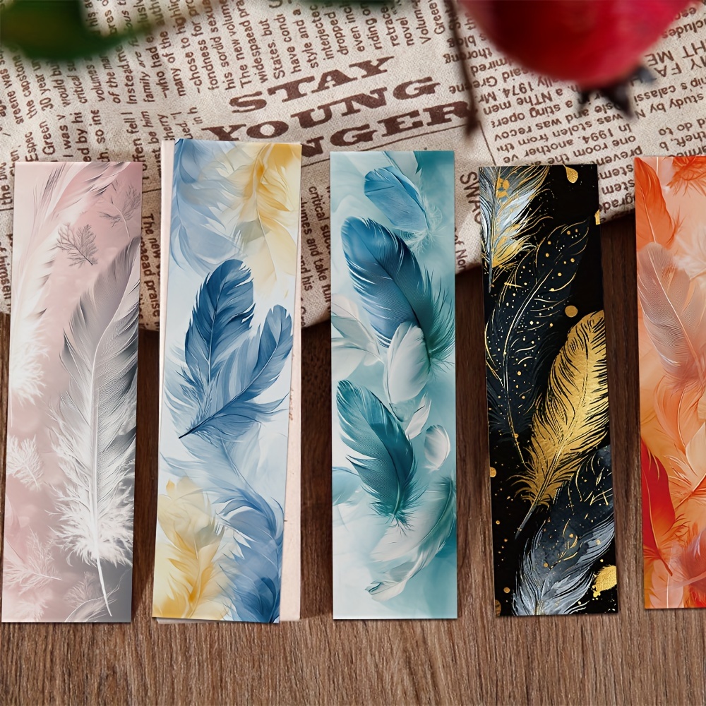 

30pcs Exquisite Gradient Feather Creative Bookmark Handmade Diy Gift Card Decoration Notebook