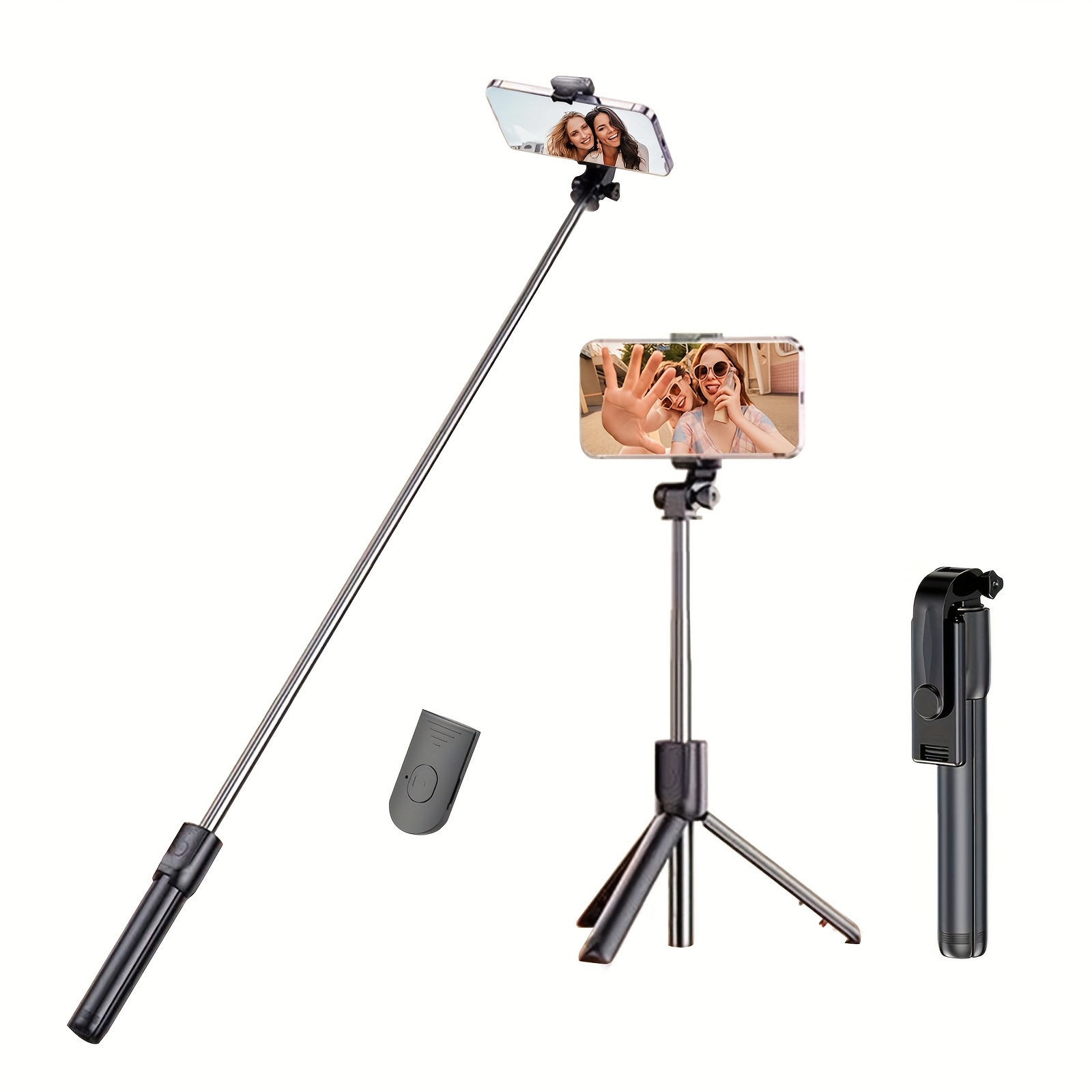 

43 Inch Portable Selfie Stick Tripod With Wireless Remote, Extendable And Rotatable, Compatible With Smartphones, Battery Powered, Non-rechargeable Button Battery, Wireless Operation Up To 36v - Black