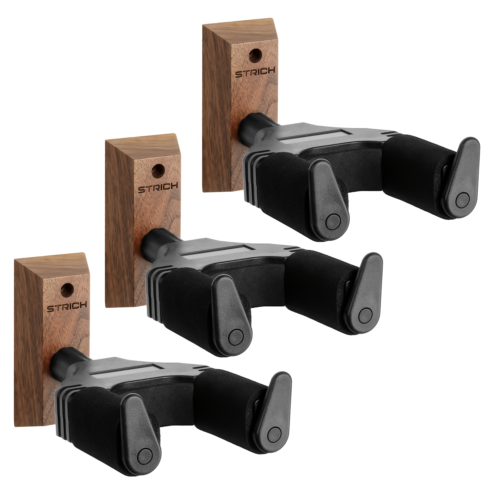 TEMU Lot de 2/3 supports muraux pour guitare à base de Strich | Crochet autobloquant de U pour guitare acoustique, électrique, basse et banjo, bois