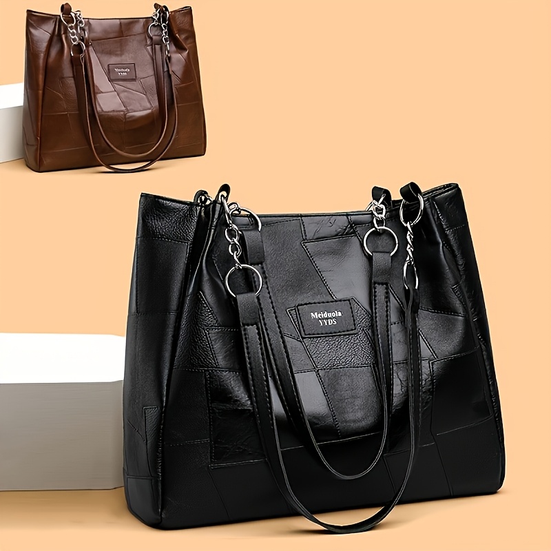 

Women' Solid Color Commuter Tote Bag, Featuring A Detachable Shoulder Strap, Zipper Closure, Suitable For Daily Commuting And Travel.