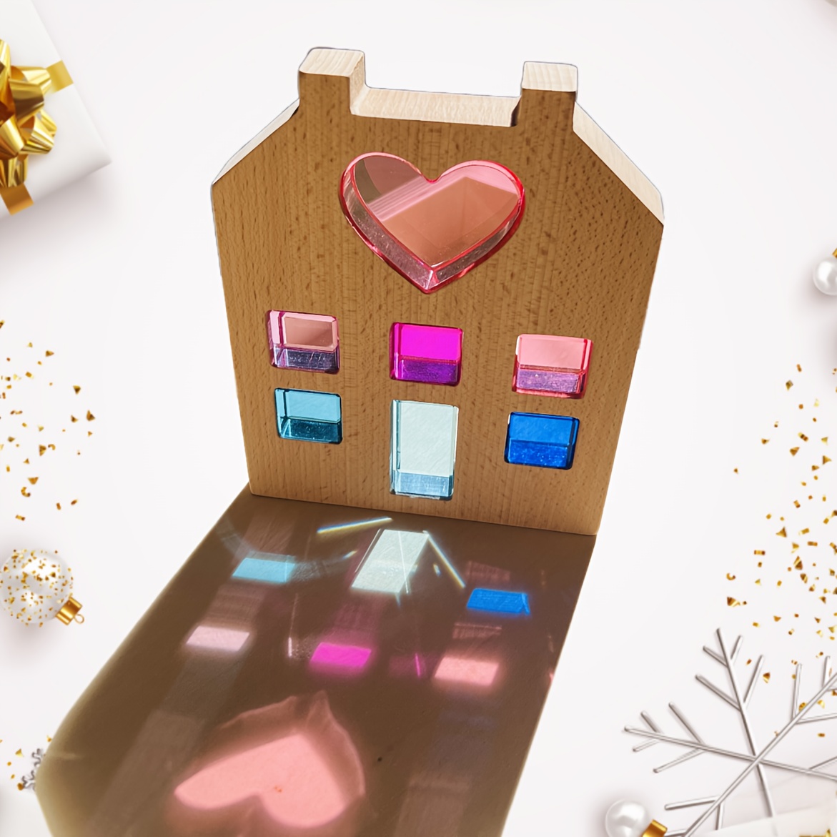 Image of 3 Styles Of Wooden Art Heightened Translucent Rainbow Acrylic Building Blocks, Suitable For Rooms, Living Room Decorative Ornaments (1pc)