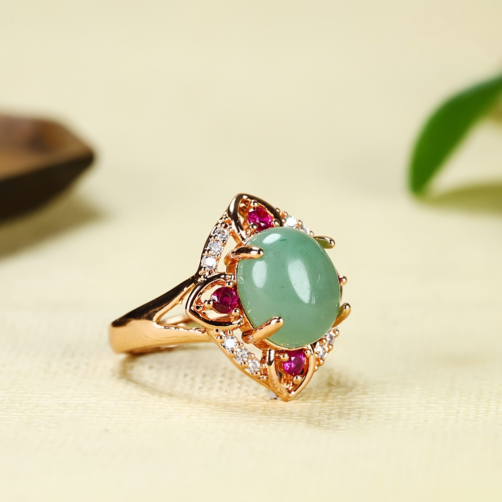 Piedra Jade Verde Anillo Jade Hombre Pieza Anillo Incrustaciones