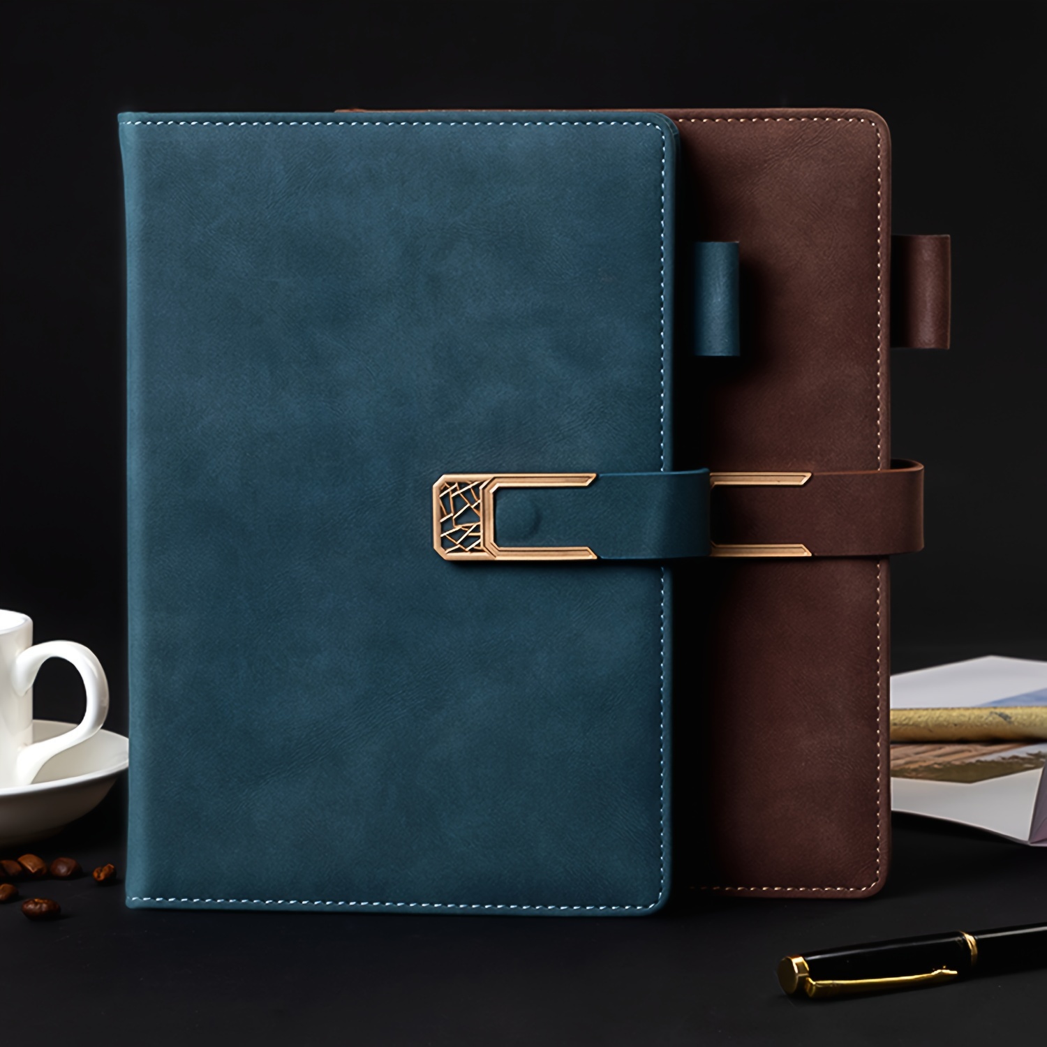 

A5 Vintage Pu Leather Business Notebook - 240 Pages - Hardcover Journal Diary With Magnetic Buckle - English Language Personal Organizer Notepad