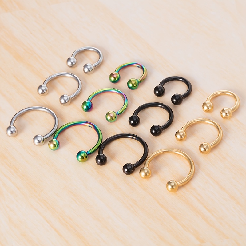 6pcs Stainless Steel Hoop Earrings & Nose Rings Set