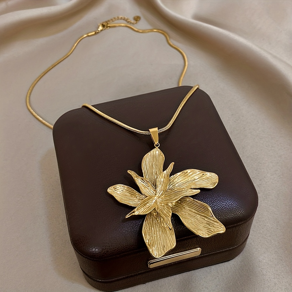 E-shop 1 Stück Modetrend Iris-Anhänger Halskette 304 Edelstahl Schmuck – für den den Urlaub – Ideales Valentinstagsgeschenk