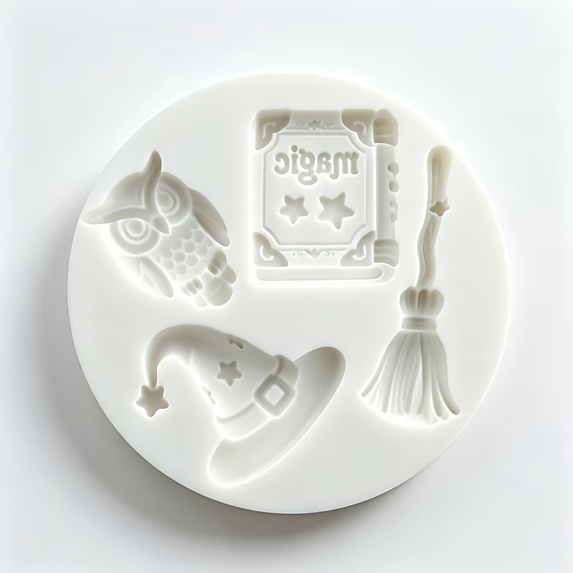 TEMU Fantasy Wizard Theme Mold | Hat | Magic Book | Broom | Owl | Spell Book | Resin | Clay |, For Halloween