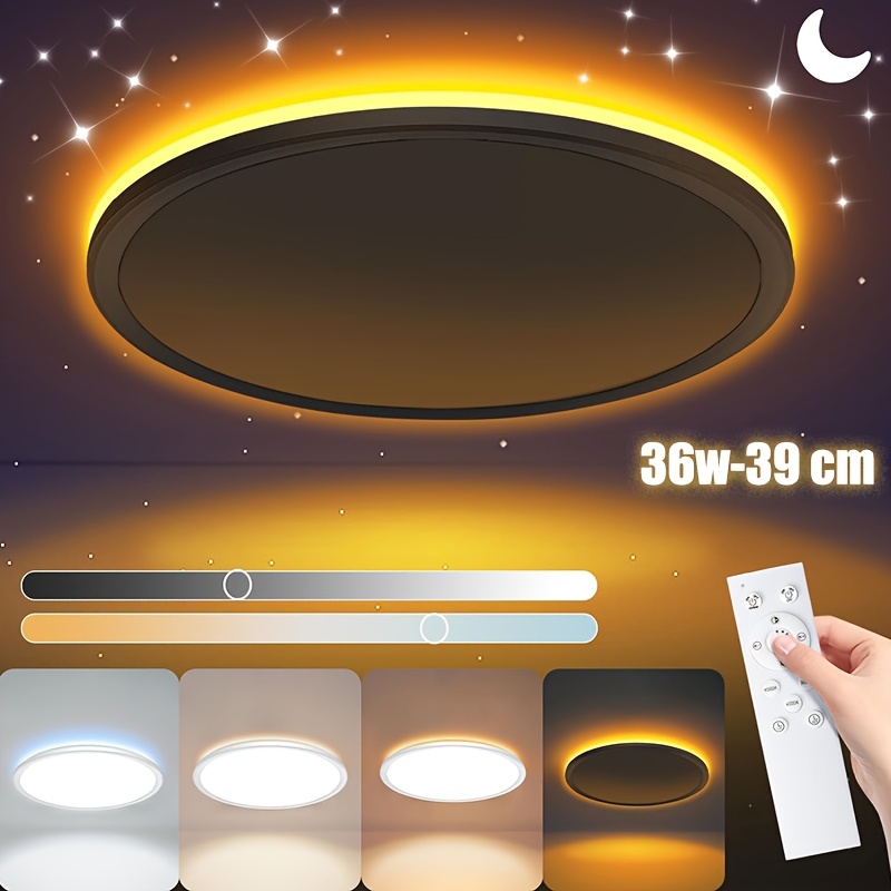 Led Ceiling Light With Night Light, 36w 4201 Lm Dimmable Ceiling Light With Remote Control And Timer, Round Flat Lamp For Bedroom, Living Room, Kitchen, Bathroom, Room, Diameter 39cm
