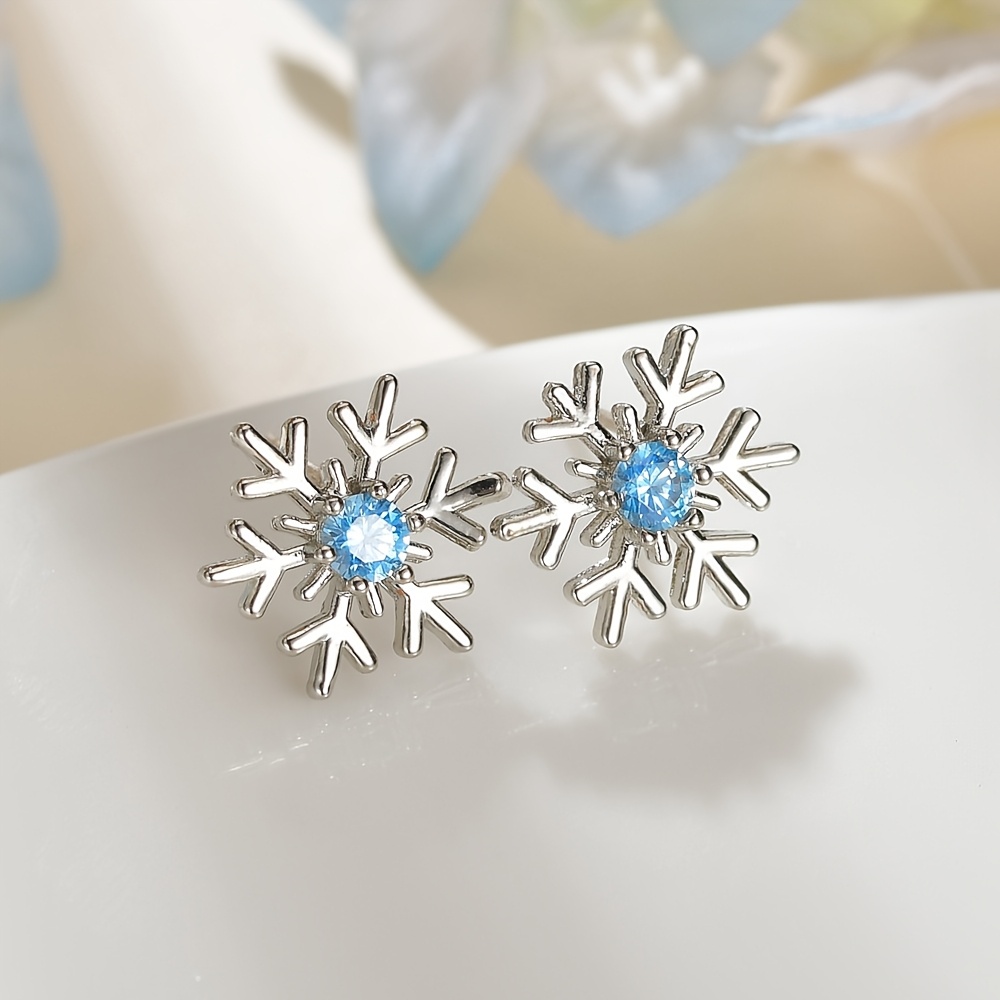 TEMU Women's Snowflake Earrings, Birthday Valentine's Day Christmas New Year Gift, Simple Elegant Daily Vacation Party Wedding Jewelry