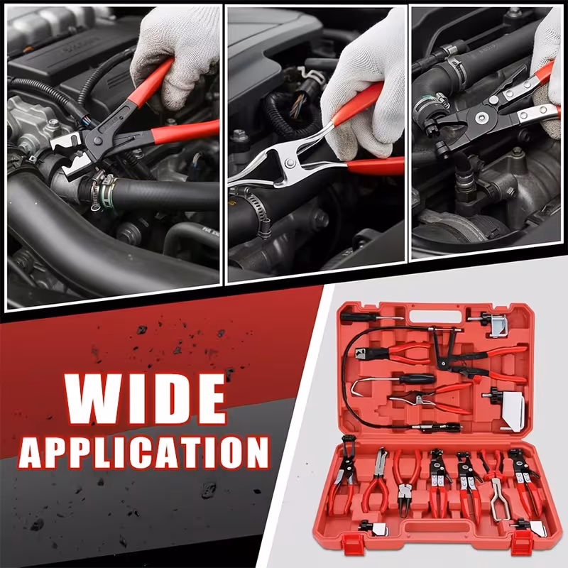 3 4 16 17pcs hose clamp set long handled hose clamp tool remover suitable for water pipes and car radiator coolant hose clamp removal and installation tool kit hose clamp set radiator hose clamp pliers high quality hose clamp set Product details 0