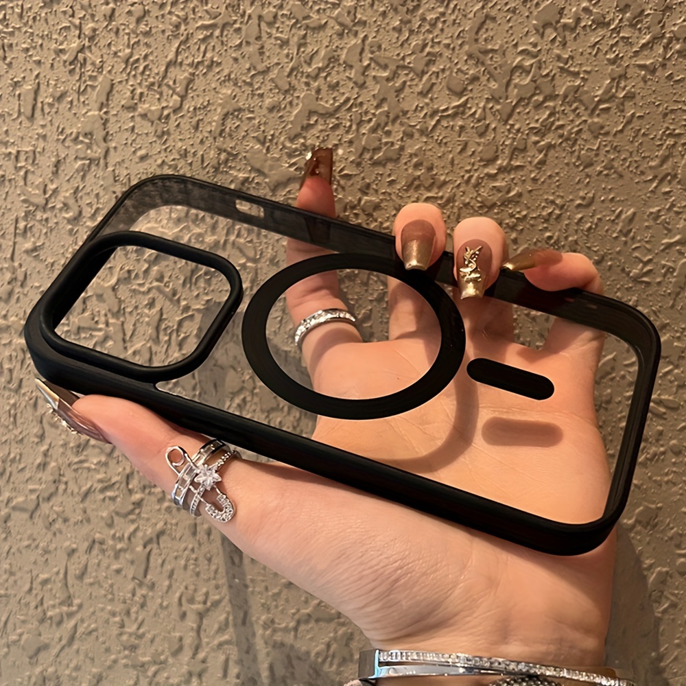TEMU Phone Case - Luxury Clear Magnetic Wireless Charging Phone Case For Iphone 18 17 16 15 14 13 Pro Transparent Acrylic Frame Shockproof Back Cover