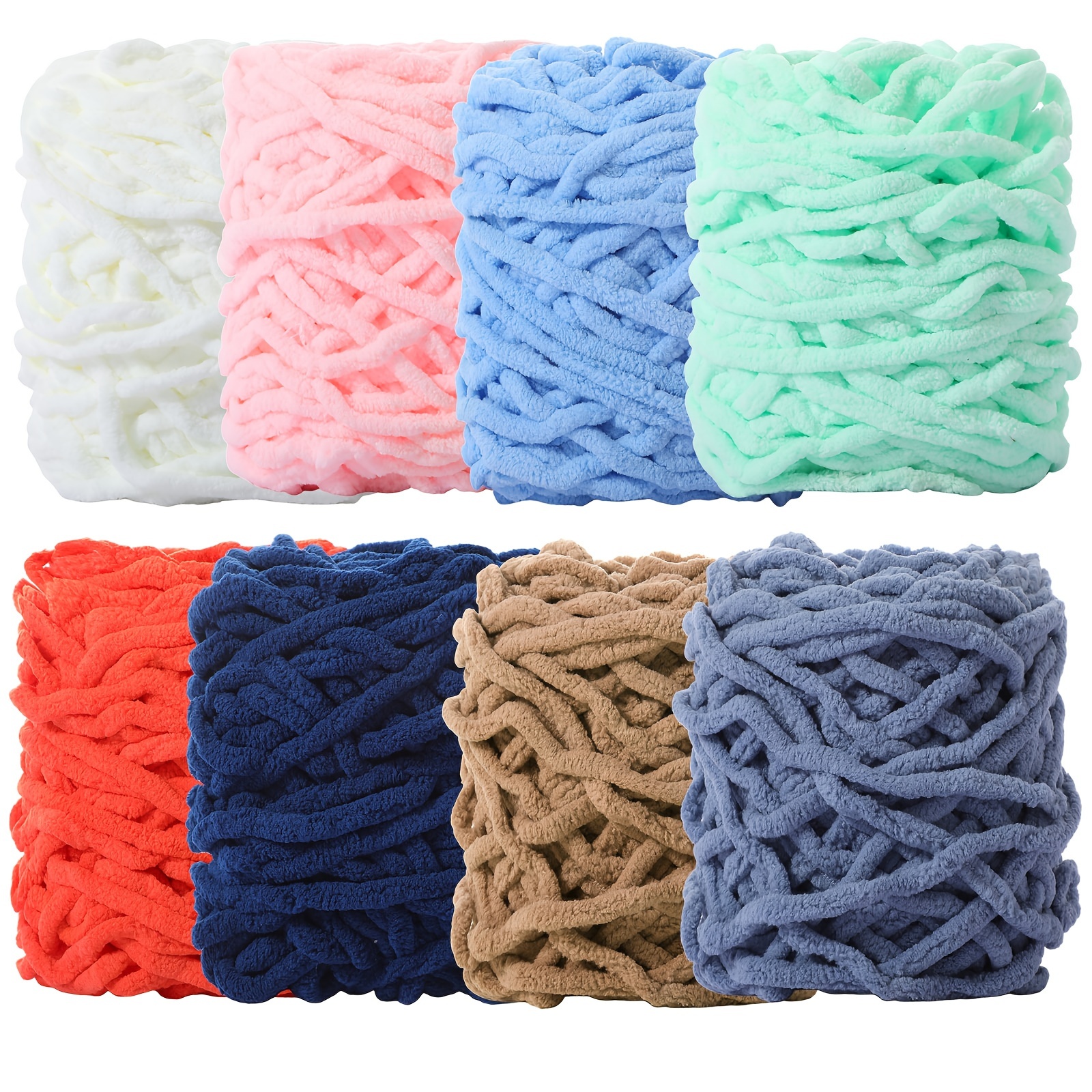 

8 Skeins Chenille For Crocheting Fluffy For Knitting Blanket For Weaving Gloves Diy ()