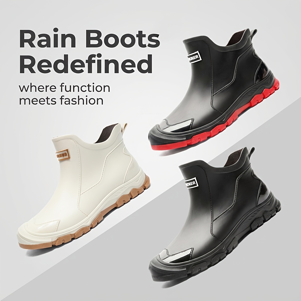 modne krótkie buty przeciwdeszczowe unisex - dostępne wszystkie rozmiary, na wszystkie  ,   i wygodne, styl casual, na zewnątrz, deszcz, błotniste trawy, festiwale muzyczne, kemping. łatwe w czyszczeniu | wsuwane