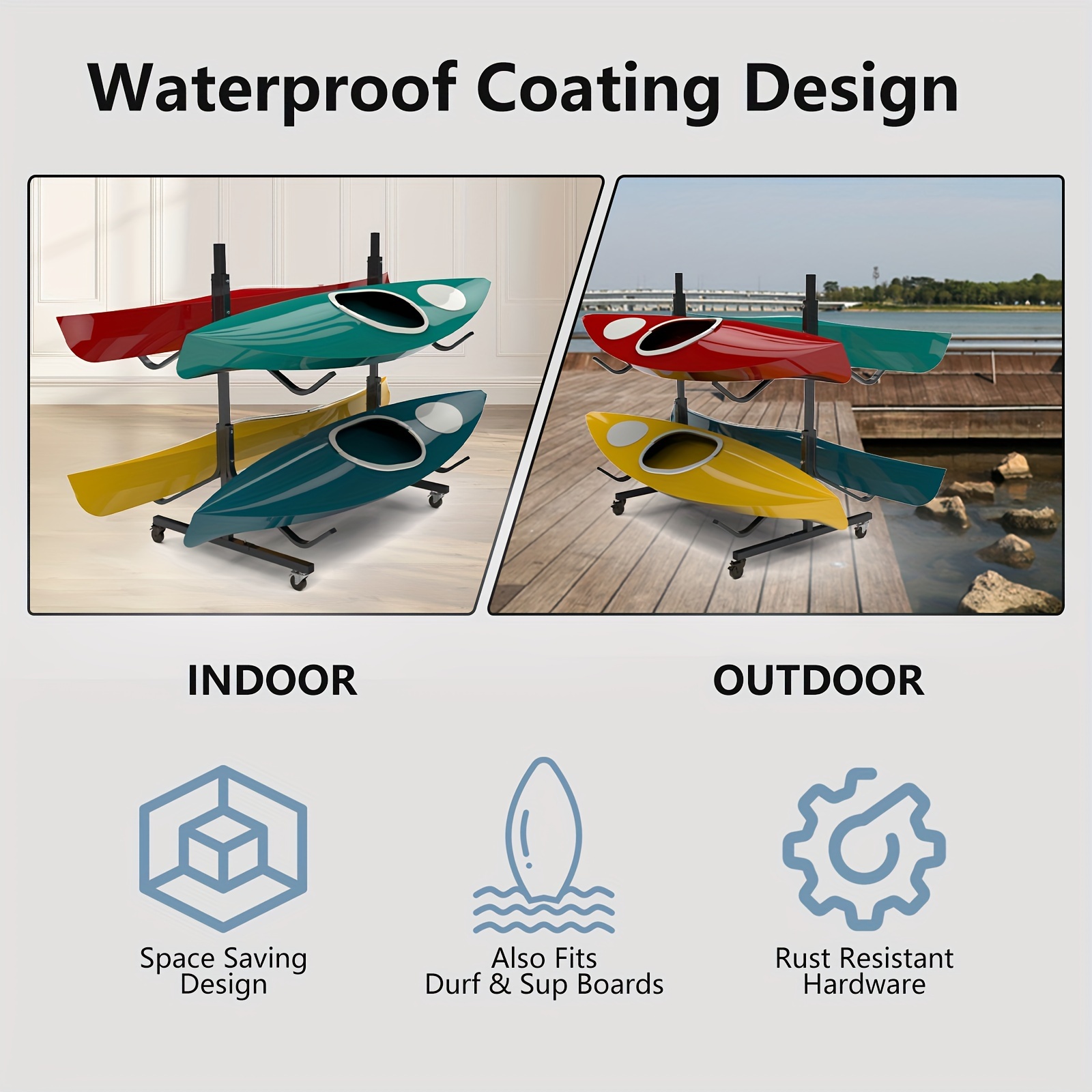 Movable Kayak Rack Kayak Trolley Folding - Portable Aluminum Rack For Kayaks, Canoes ...