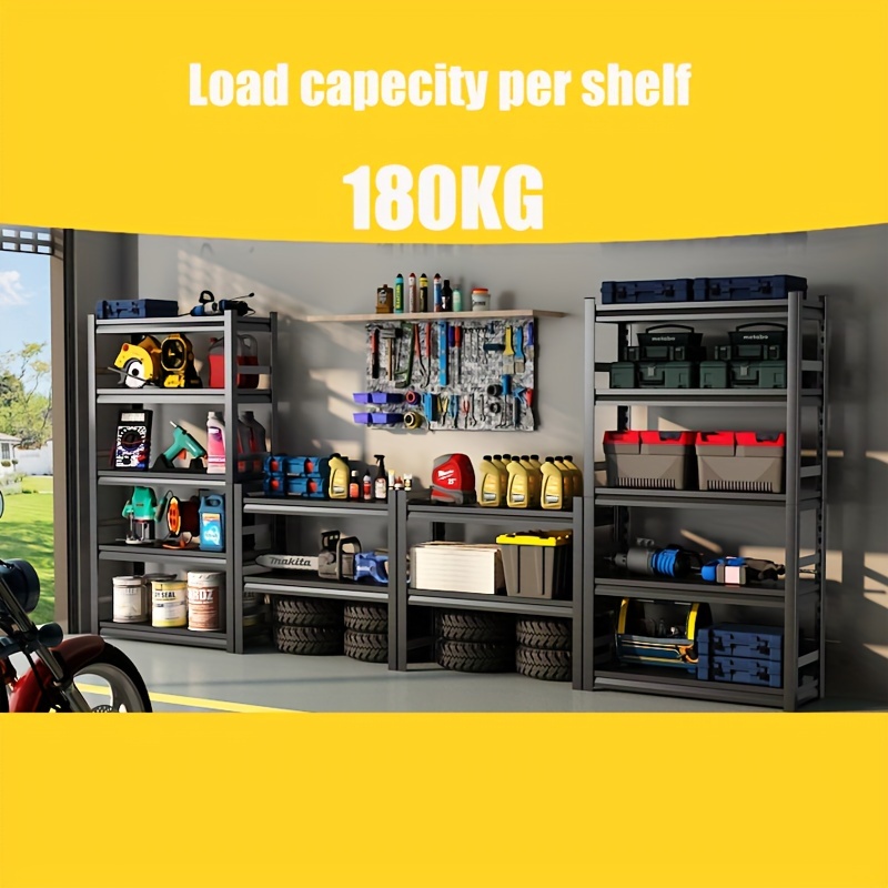 Estantería de garaje resistente, estantes de almacenamiento de garaje  industrial de 4 niveles, unidades de estantería de almacenamiento de metal