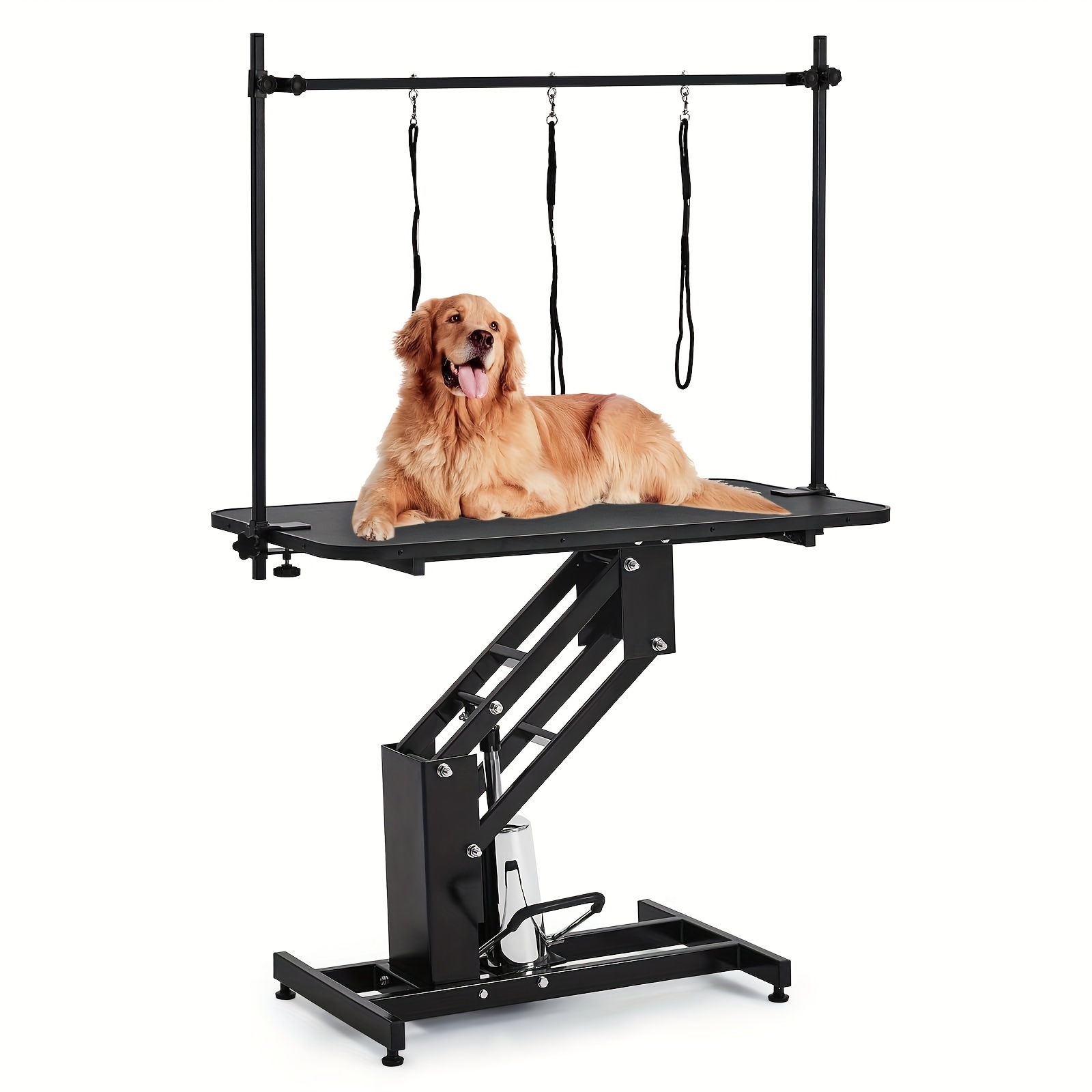 

43.3" Hydraulic Dog Grooming Table For Pet, Heavy Duty Structural Hydraulic Max Load 350lbs Professional Pet Grooming Table With Adjustable Overhead Arm & Noose Height Range 22''-39'' (black/white)