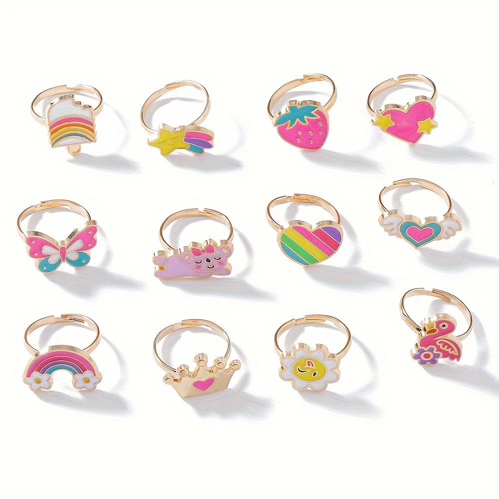 TEMU 12pcs Girls' Set - & , Zinc Alloy With - For Parties & Birthdays