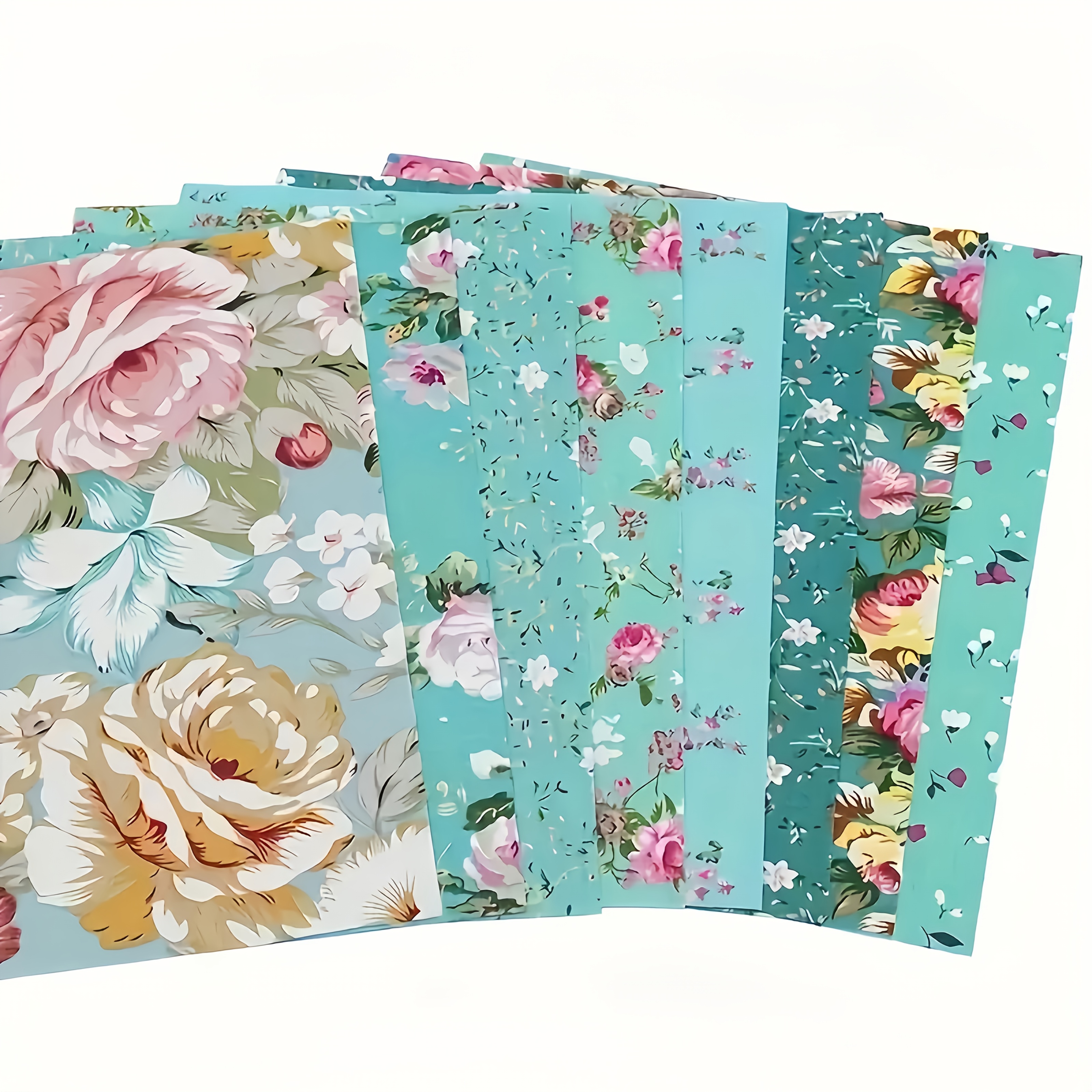 TEMU 8pcs Floral Fabric Squares - Pre-cut , Diverse Designs Durable Beautiful Fabrics Suitable For Sewing And Crafting Diy Quilting, Appliqué, And
