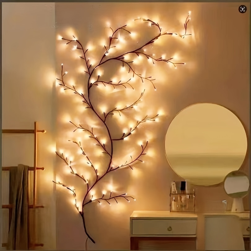 

96 Leds Bendable Vine Lights - 8 Indoor Decorative Night Light - /6ft, Gift For Festival Christmas, Halloween, Camping, Party, Birthday, Room