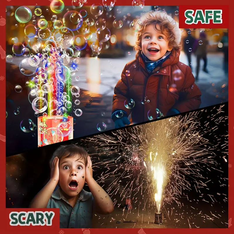 fireworks bubble machine with lights for party 13 holes firework bubble machine kids bubble machine with closeable sound party christmas chinese new year details 4