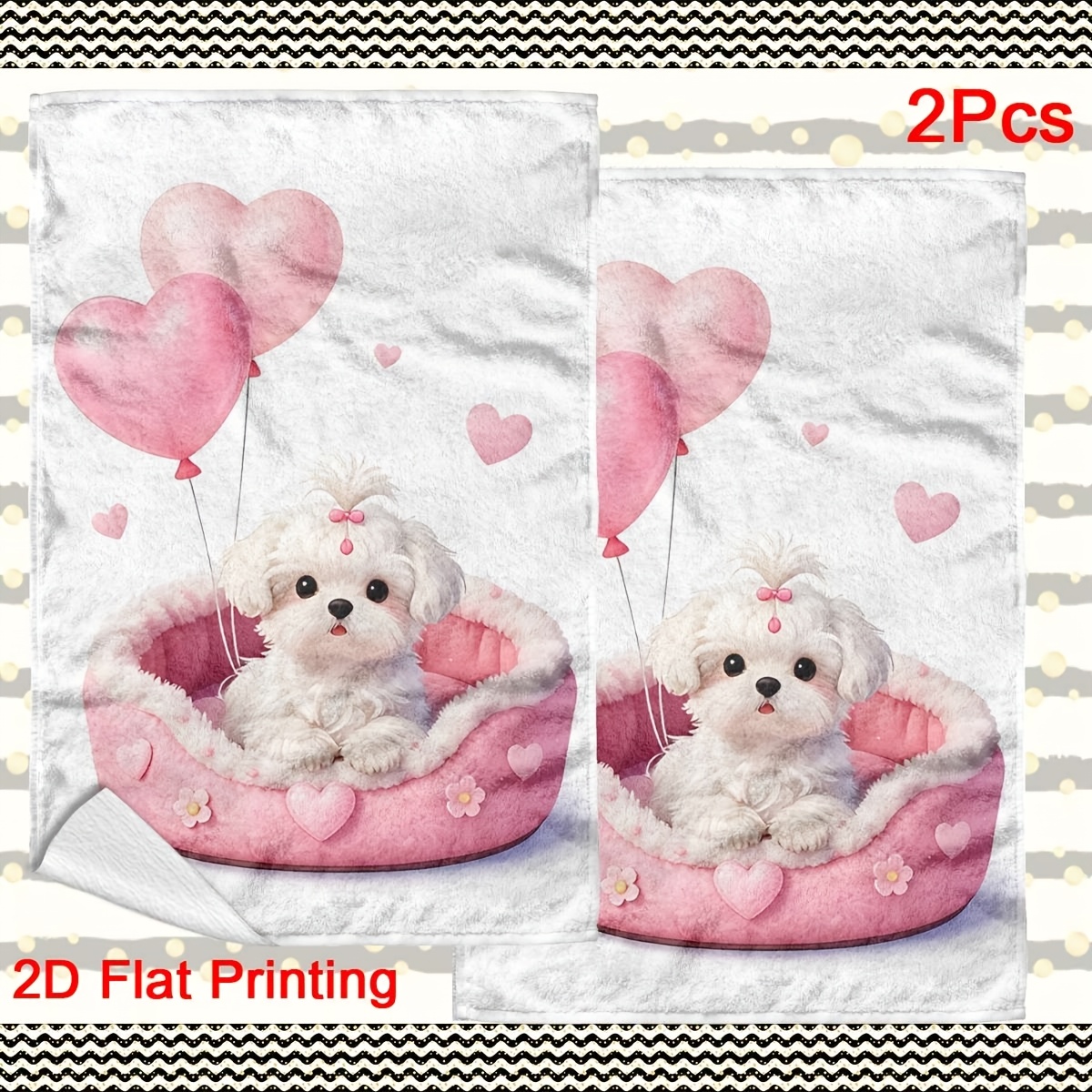 TEMU Cleaning Cloth 2pcs Kitchen Towel Maltese Dog Kitchen Towel Cleaning Cloth Dish Towel Cutlery Towel Afternoon Cloth Baking Enthusiast Gift