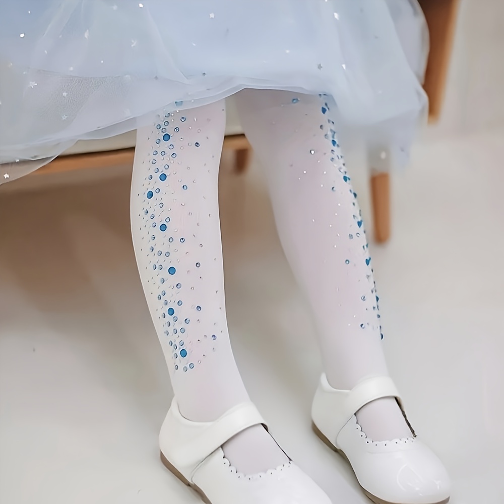 Girls' Spring/autumn Thin Anti-snagging Non-slip Dance Tights | Rhinestone Pattern, Polyamide, Elastane, Hand Wash Only
