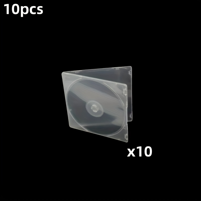 E-shop 10 Stück ultradünne, transparente Polypropylen CD-Aufbewahrungsboxen | Transparentes CD-Regal mit Sicherheitsschnalle | Robustes und kompaktes