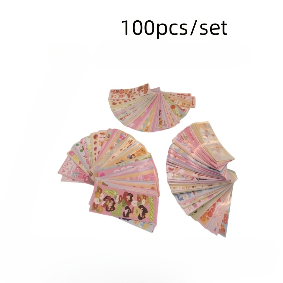 Image of 100pcs/set Of Different Styles Stickers, Suitable For Laptops, Diaries, Refrigerators, Doors And Windows, Toilet Decals, Decorative Paper Stickers, Creative Journaling And Handmade Stickers, Holiday