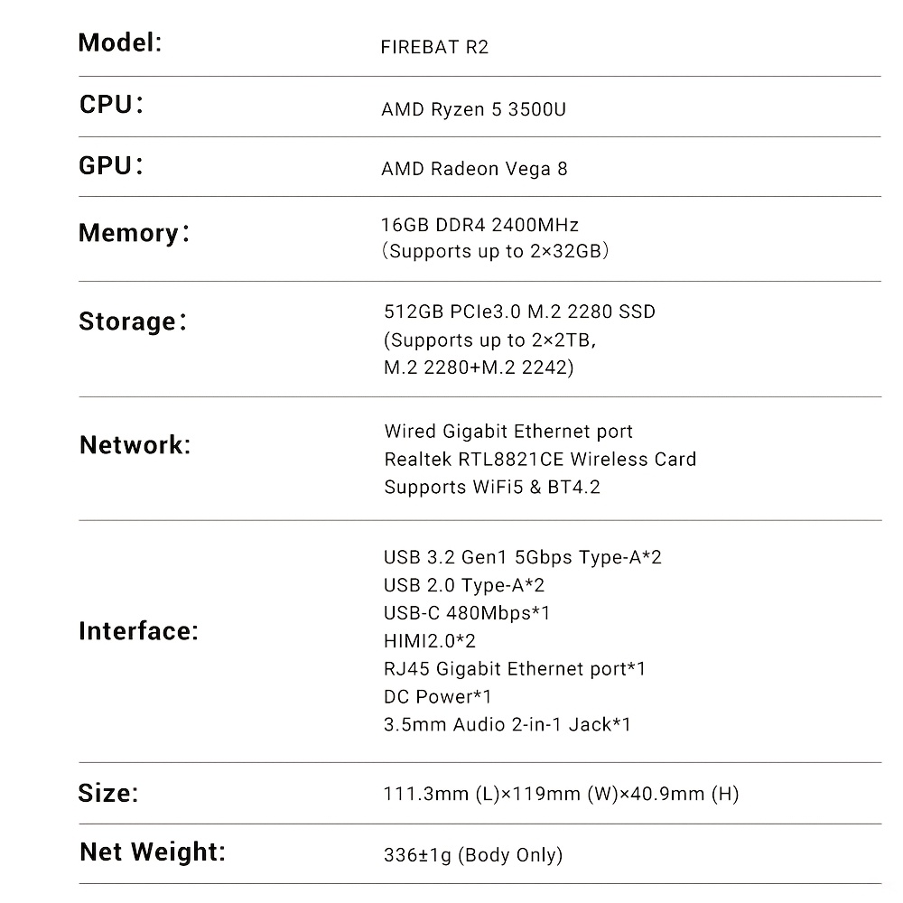 Budget Computer voor Thuiswerkplek: AMD Ryzen 5 3500U 16GB DDR4 512GB SSD | Compacte WiFi 6 4K Ready Desktop PC met Geïntegreerde Graphics, 2 HDTV Poorten, 2.4 GHz Radio Frequentie