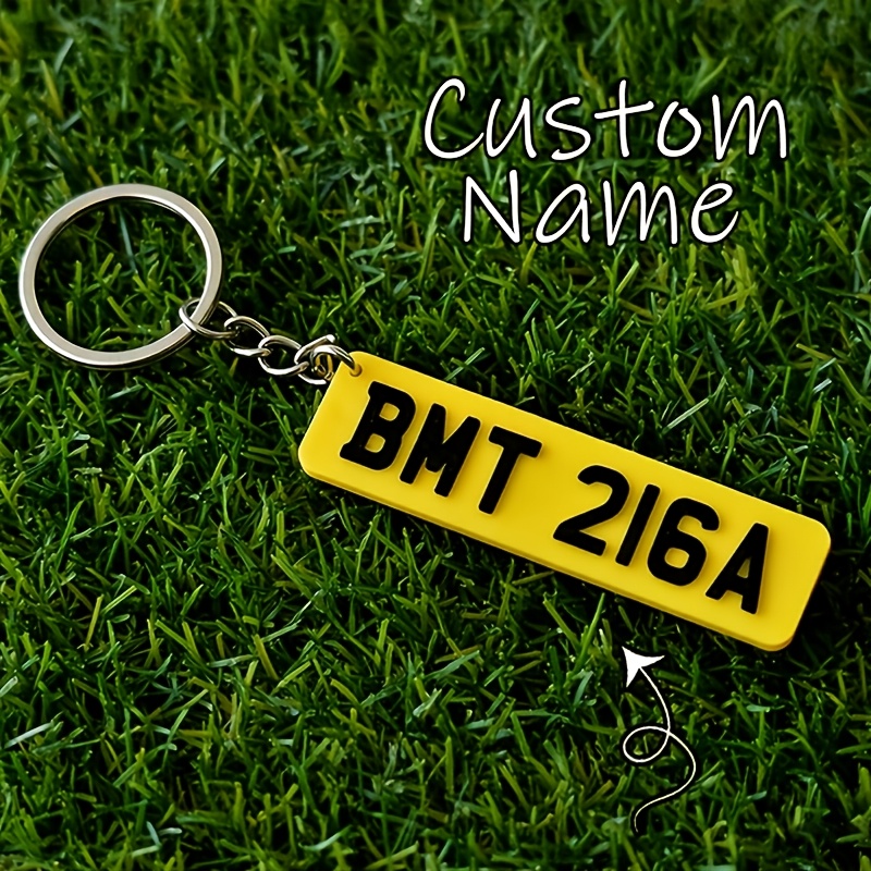 TEMU 2d Flat, 1 Customized License Plate Keychain, Personalized Name Car Registration Style Pendant, Driver Gift & Car Key Pendant, Perfect