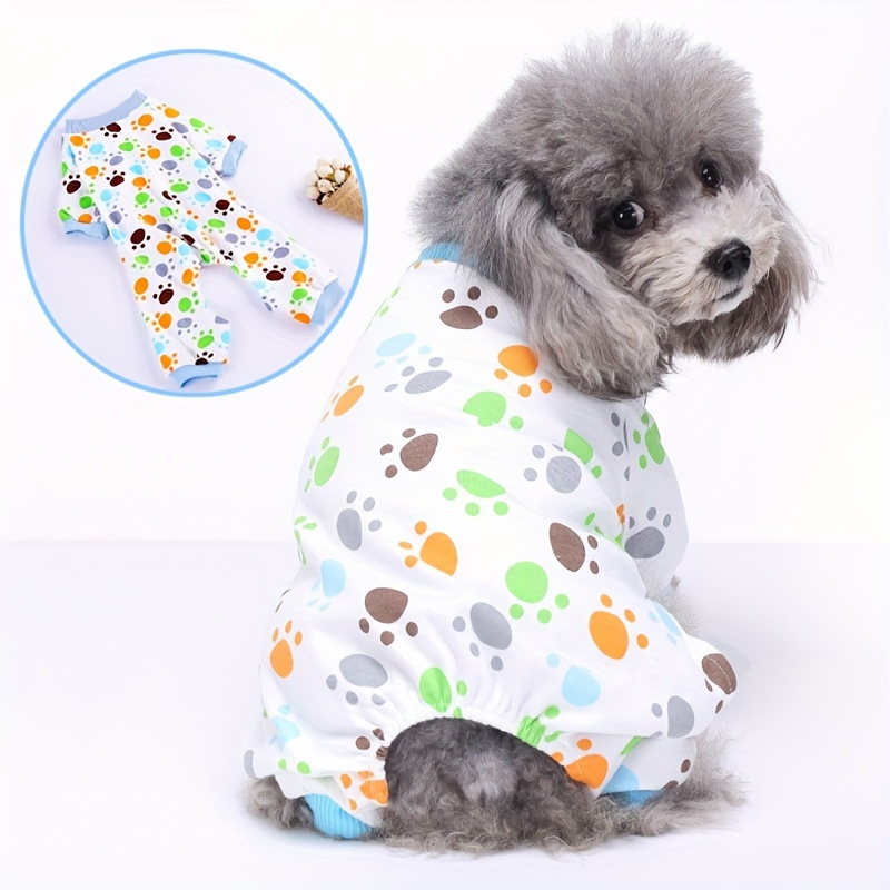 

All-season Dog Pajamas For Mini, Toy, Small And Medium Breeds - 100% Polyester Soft Comfortable Woven Pullover Pet Sleepwear, Hand Wash Only - Cartoon Printed Doggie Nightwear