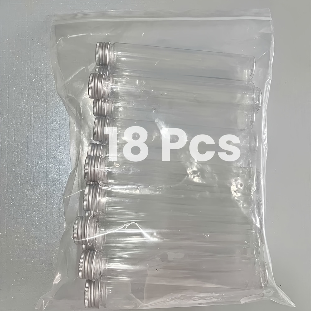 TEMU Lot de 18 tubes à en plastique transparent à fond plat de 4,23 oz (125 ml) avec couvercles, 30×208 mm, pour tests en , peuvent être utilisés