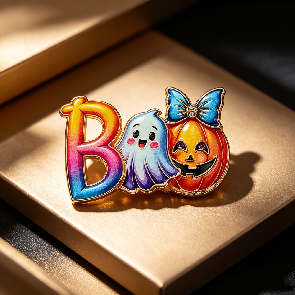 TEMU 1pc Halloween Gradient Colorful Glaze Pumpkin Brooch For Men And Women, Cute Cartoon Festive Style Pin, Suitable For Decorating Coats, Suits,