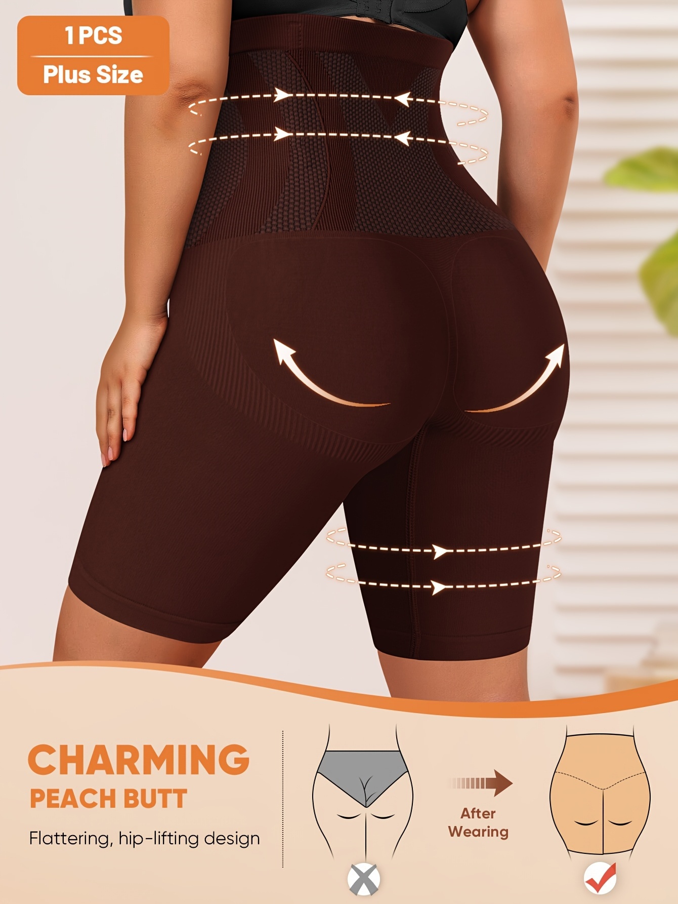 MIOTAN Women'S Plus Size High-Waist Shaping Shorts - Breathable Mesh Nylon, No Padding, High Support Butt Lifting & Tummy Control, Solid Color, 1XL-5XL, Underwear, Sleek Underwear, Comfortable Fit