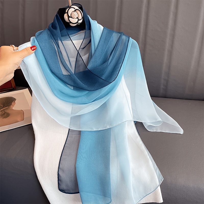 TEMU Sciarpa da donna in chiffon sfumato, accessorio moda, stile - Lunga - Traspirante e delicata , abbinamento per pendolarismo , scialle parasole
