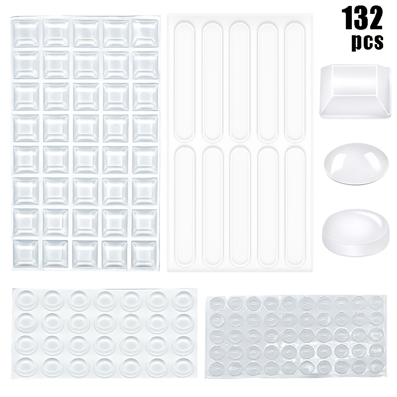 132pcs Clear Silicone Door Bumper Pads Set, Adhesive Sound Dampening Cabinet Buffer Pads, Pack, | Selfadhesive Backing, Wall , Collision Avoidance